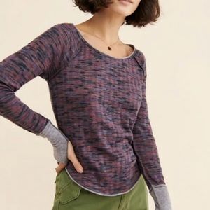 FREE PEOPLE We The Free Spaced Out Knit Shirt Purple SIZE XL